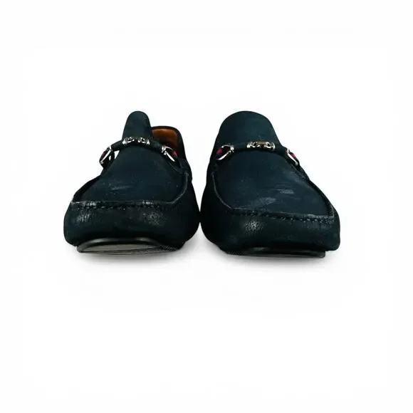 Mercanti Fiorentini Horsebit Driver Moccasins Navy Suede Driving Loafers Size 12 - Picture 7 of 9